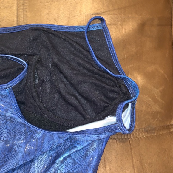 Vintage Shiny Blue Snakeskin Bathing Suit - Picture 9 of 11